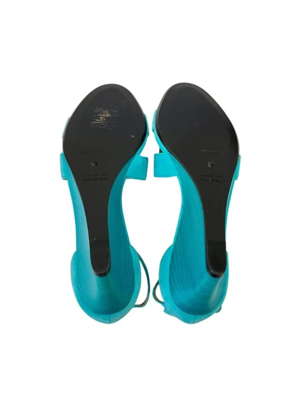 Hermes Legend H Motif Wedge Sole Sandals Turquoise Blue
